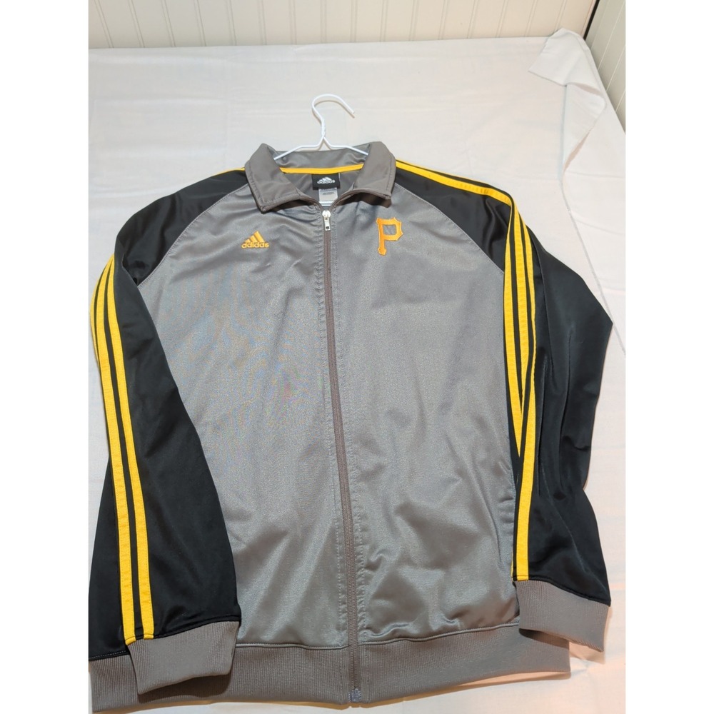 Adidas MLB Pittsburgh Pirates Full Zip Jacket Gray Black Yellow Youth XL YXL